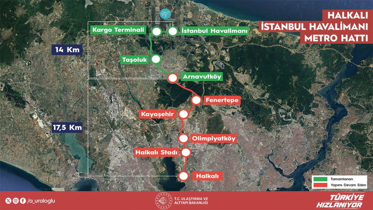 Arnavutköy-İstanbul havalimanı metro hattı yarın açılıyor